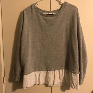 Topshop Size 6 grey and white peplum sweatshirt